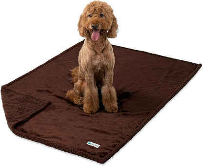 Waterproof Dog Blanket for Medium Large XL Dog Puppy Cat Throw for Couch Cover Leakproof Protection, Sherpa Fleece, Reversible Soft Washable 80X60 Brown Brown