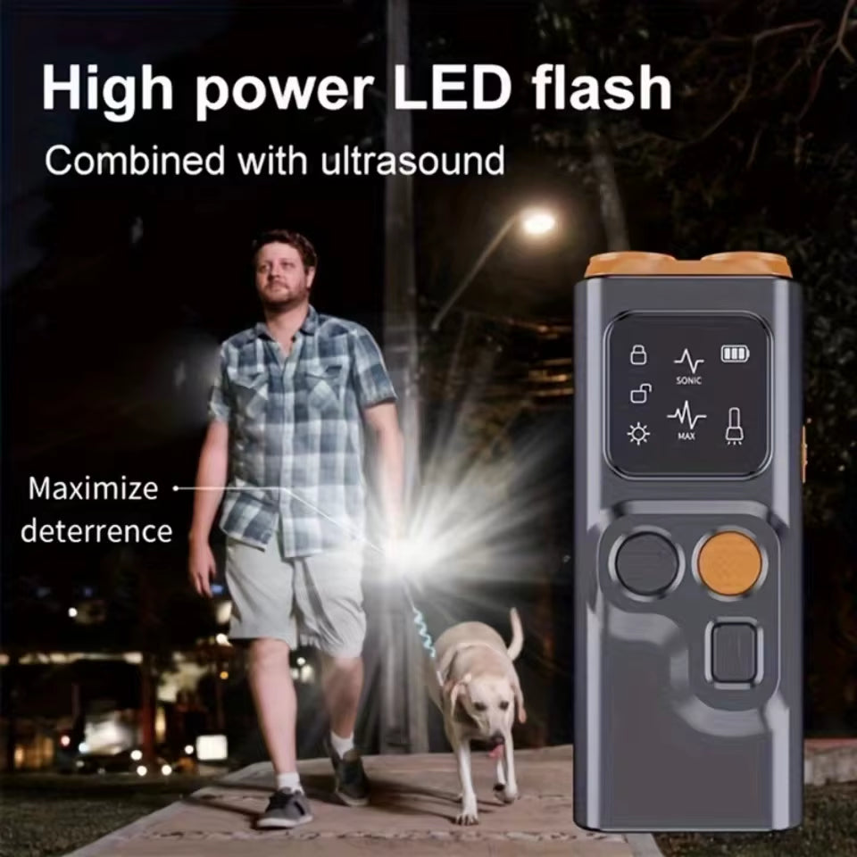 New Pet Dog Repeller Ultrasonic Dog Training Device Rechargeable anti Dog Bark Stop-Barking Deterrent Device with LED Flashlight
